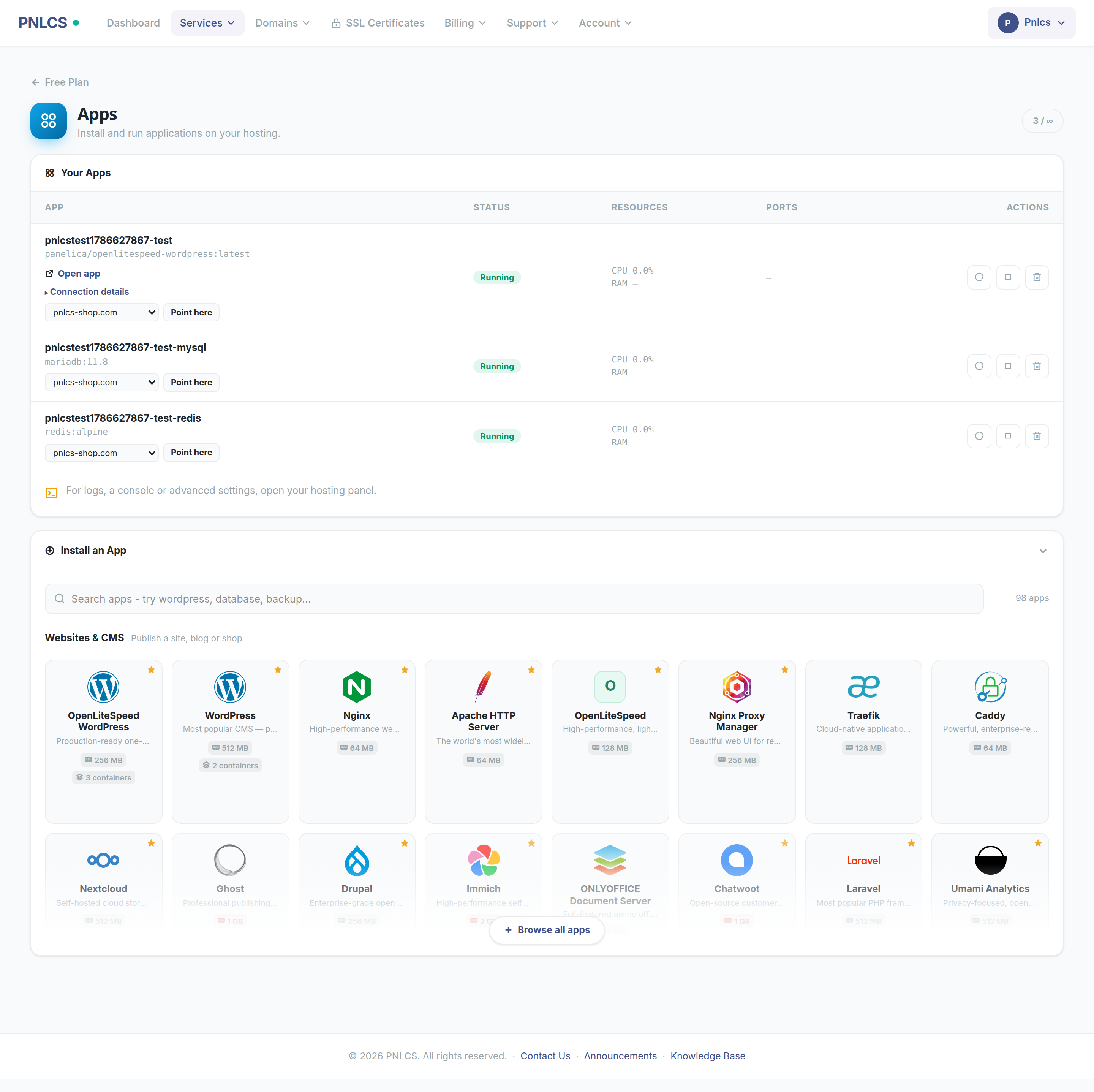 App catalogue as the customer sees it